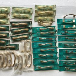 NEW (Old Stock) Amerock Polished Brass Cabinet Drawer Handles 49 Pieces Gold Tone Pull Hardware 