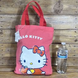 Miniso Sanrio Hello Kitty Pink Canvas Tote Bag with Red Handles - New with Tags