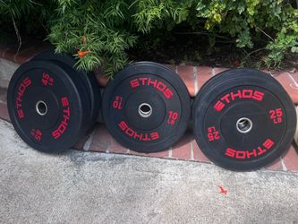 Ethos Olympic Bumper Plates – Pairs of 45, 25, 10 lb (160 lbs Total)