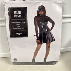 M- Women’s Feline Frisky Costume Black cat - 3pcs Dress Mask Detachable Tail