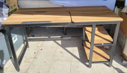 Adjustable Computer Desk with Side Shelves