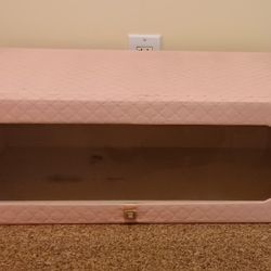 Vintage Pink Hat/Shoe Box Display Case Storage, Quilted Design