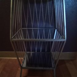 Silver Night Stand With Mirror