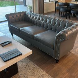 New Leather Couch And Love Seat !!  Grey 