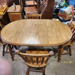 Vintage Solid Wood Table w/ 2 Leafs
