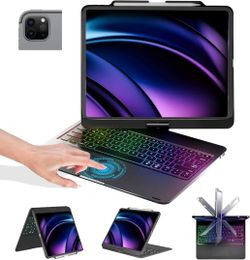 Black Keyboard Case for iPad Air 13 inch(M3/M2)&iPad Pro 13(M5/M4),iPad Pro 12.9(6th/5th /4th/3rd Gen) Case with Keyboard 360° Rotatable