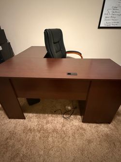 Cherry Wood Office Desk with Power Module