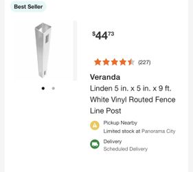 White Vinyl Fence Post - 9ft