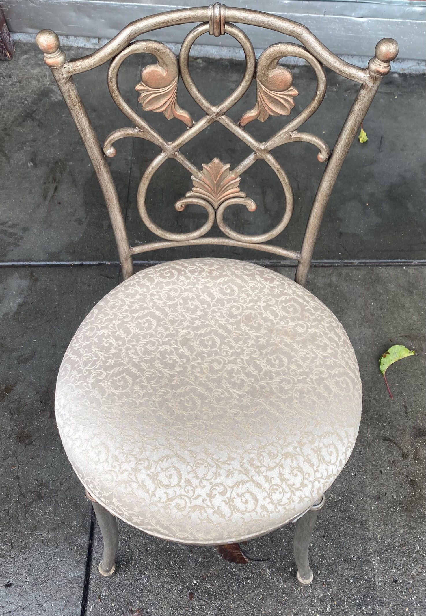 Chair | by Hillsdale | Vintage Style | Round Seat Metal Ornate Frame