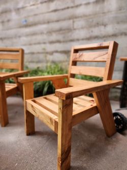 Handmade Wooden Patio Chairs &Table 3-piece Set