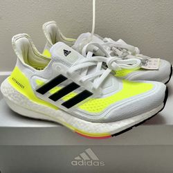 adidas Ultraboost 21 White Solar Yellow Size 5W 3.5M Unisex Kids Running Shoes