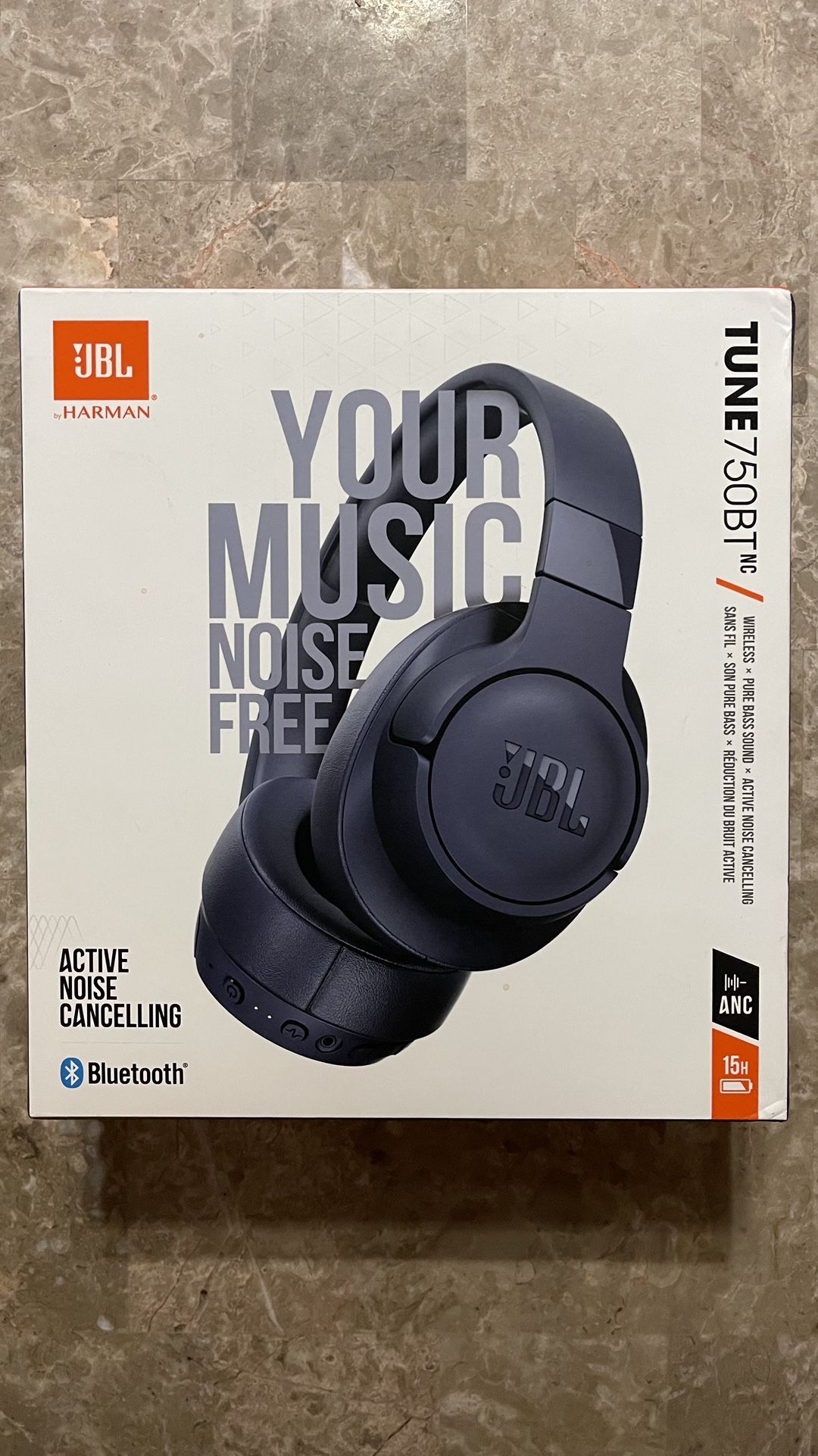 JBL TUNE 750BTNC Wireless Noise-Cancelling Headphones - Blue 