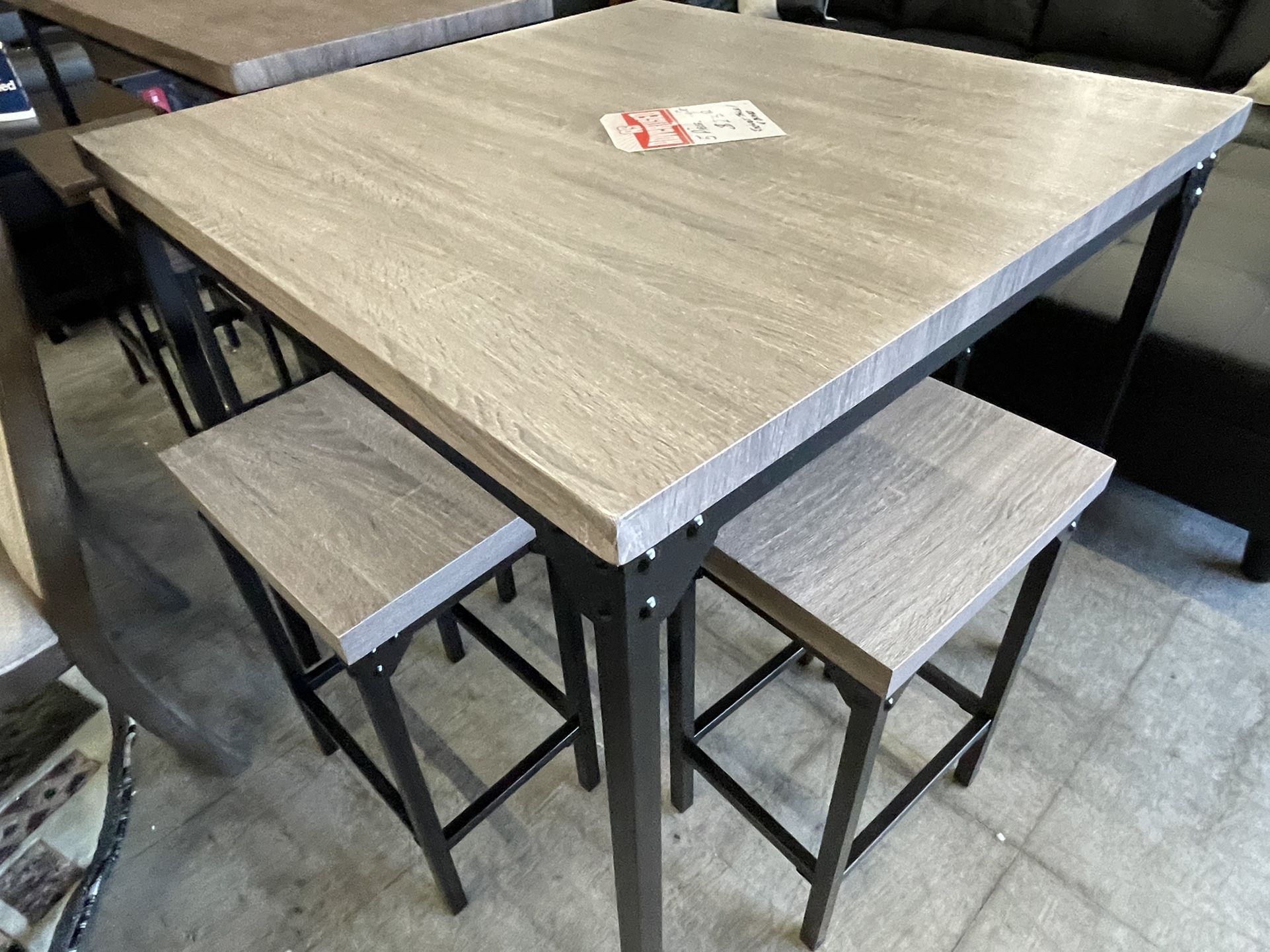 Grey Square Table With 4 Stools