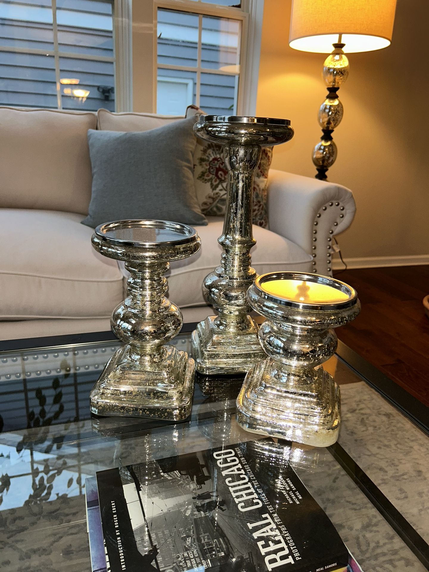 Pottery Barn Mercury Pillar Candlesticks