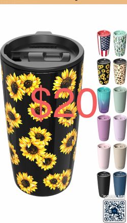 TILUCK 20 oz Tumbler, Vacuum Insulated Stainless Steel Coffee Mug with BPA Free Lid, Double-Walled Travel Tumbler for Cold and Hot Drinks（20oz，Sunflow