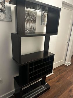 Espresso Wood Home Bar with Wine Rack & Backlight