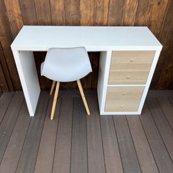 Ikea Kallax Desk With 4-drawers And Chair 