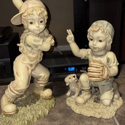 Vintage Baseball Boy & Girl Figurine
