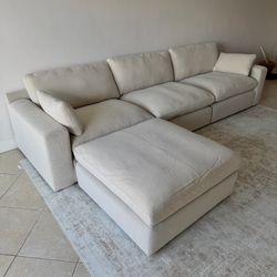 NEW Large Beige Linen Cloud Couch Sectional