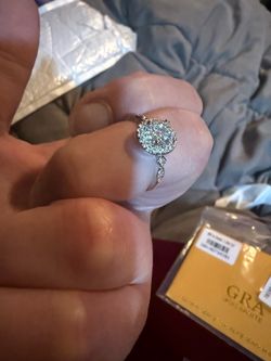 Silver Halo Diamond Engagement Ring