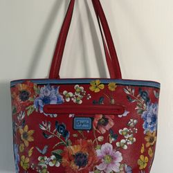 Brighton Blossom Hill Red Flowered Medium Tote