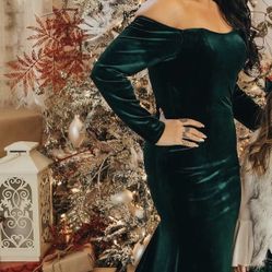 Velvet Green Dress 