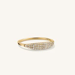 Pavé Diamond Slim Signet Ring – 14k Solid Gold