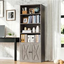 Farmhouse Bookcase with Cabinet Doors