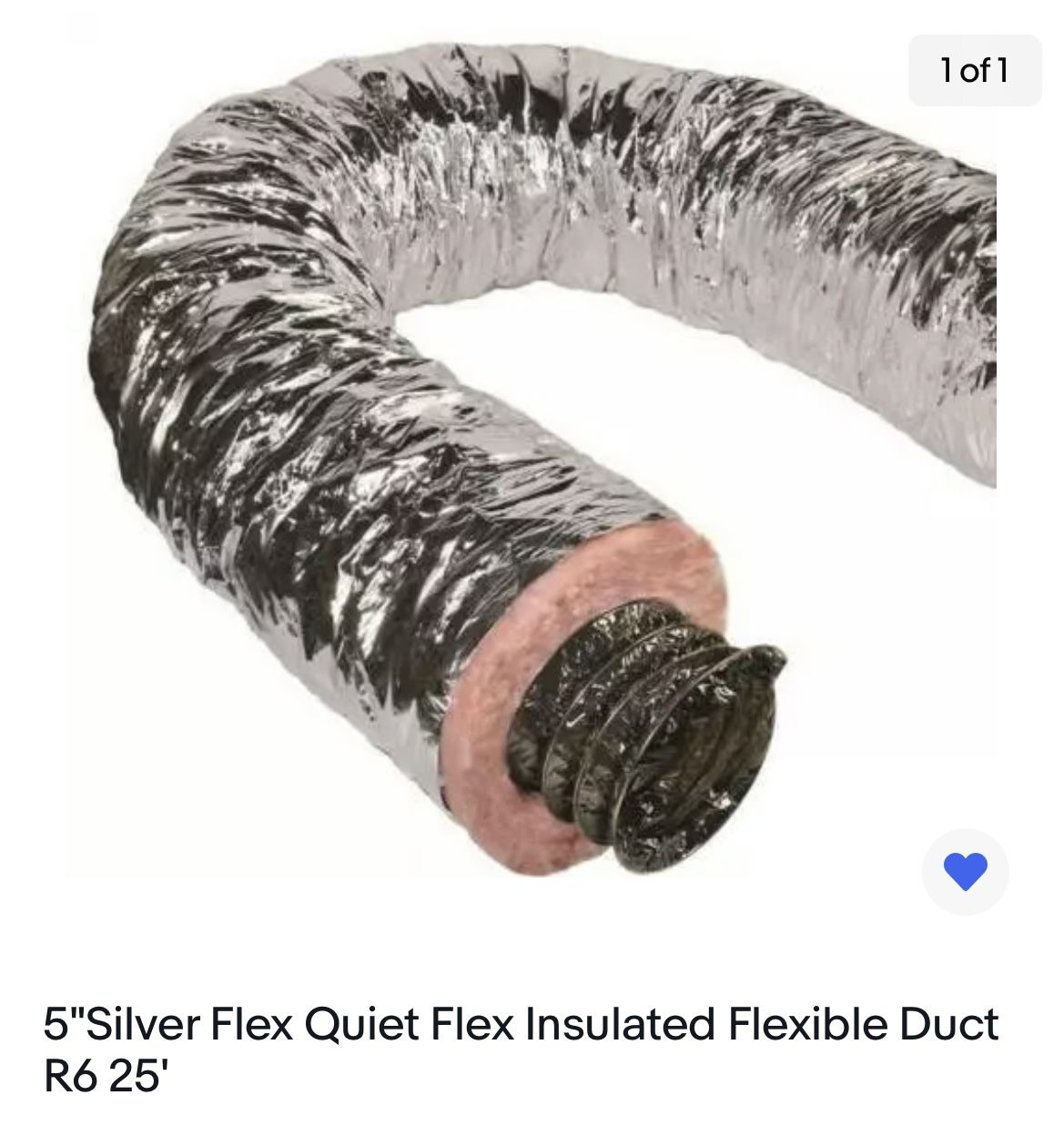 5” Silver Flex Quiet Flex Insulated Flexible Duct 25 Feet