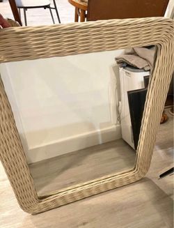 Vintage wicker rattan mirror