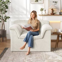 Assembled 51" Cloud Sectional Couch, Modern Modular Sofa with Deep Seat, Comfy Compressed Single Sofa, Upholstered Corduroy Couches for Living Room, N