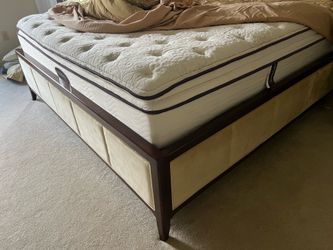 King size bed frame with king mattress and box spring