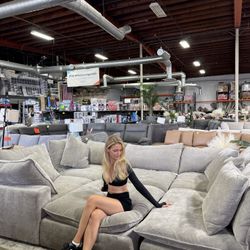 Silver Gray Cloud Couch 6-piece Modular Sectional