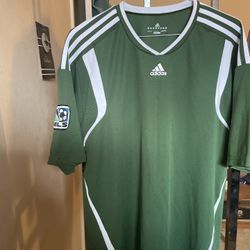 Mens Green and White Adidas Shirt XL 