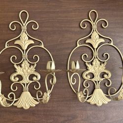 Set of 2 Wall Sconces Candle Holders Metal Wall Decoration Hanging