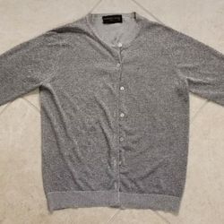 Women’s August Silk Knits Thin Cardigan Sweater Silver