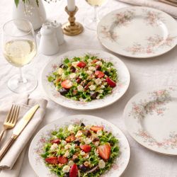 Warwick China 1940s Set Of 8 Cascade Roses Porcelain Salad Plates, 8”