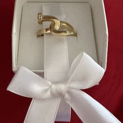 10k Big Nail Ring W/ Cz Stones 