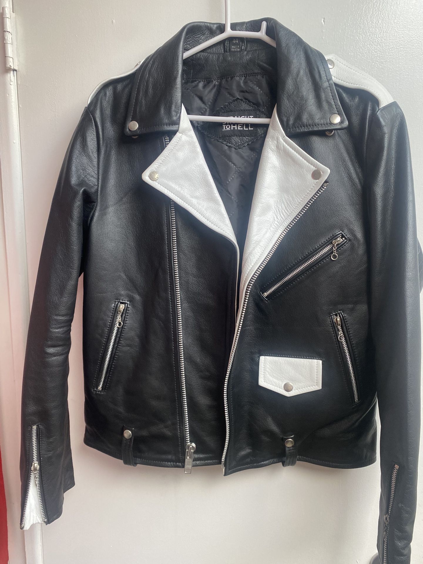 Straight To Hell Leather Jacket Size 44 Motorcycle Fashion