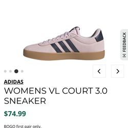 Like New Girls Adidas VL Court 3.0 Sneaker Size 8 