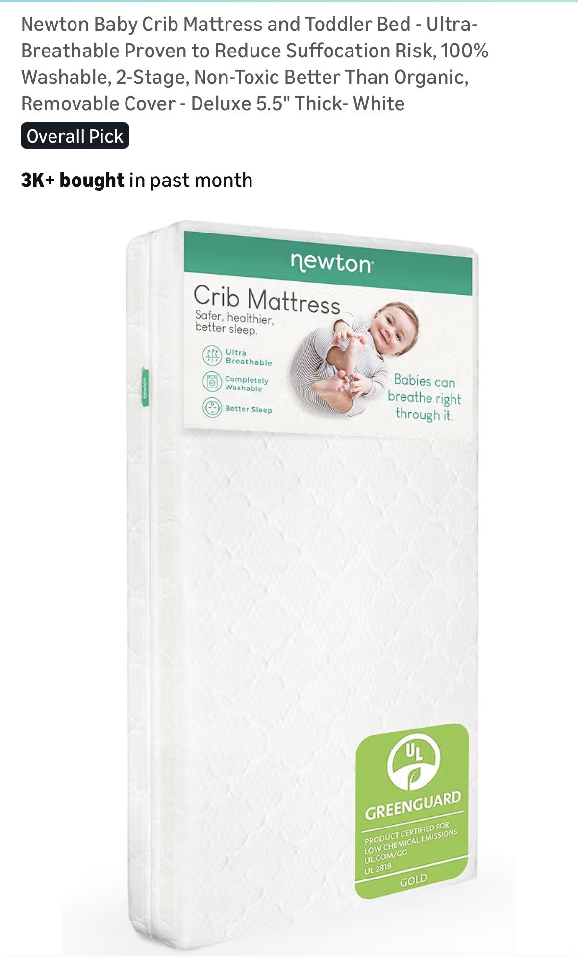 Newton Baby Crib Mattress And Waterproof Mattress Pad