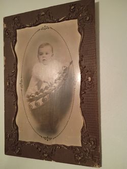 Pre 1900's antique Baby picture and wood frame