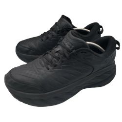 HOKA Mens 'Bondi SR' Black Leather Slip Resistant Work Sneakers Size 12 EE $175