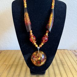 Large Amber Vintage Necklace Statement