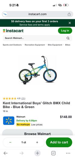 Kent Glitch BMX bike, blue and green 18inch