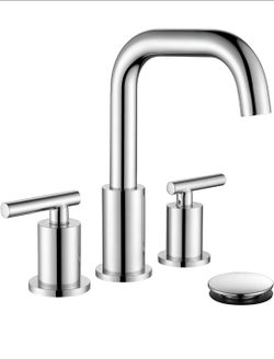ChiLDano Bathroom Faucet 3 Hole, 2 Handle Chrome Bathroom Sink Faucet
Chrome 3 Hole Sink Faucet with Sink Drain and Water Faucet Supply Hose