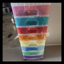 LEGOS-bulk sorted by color with Colorful 8-Drawer Storage Cart