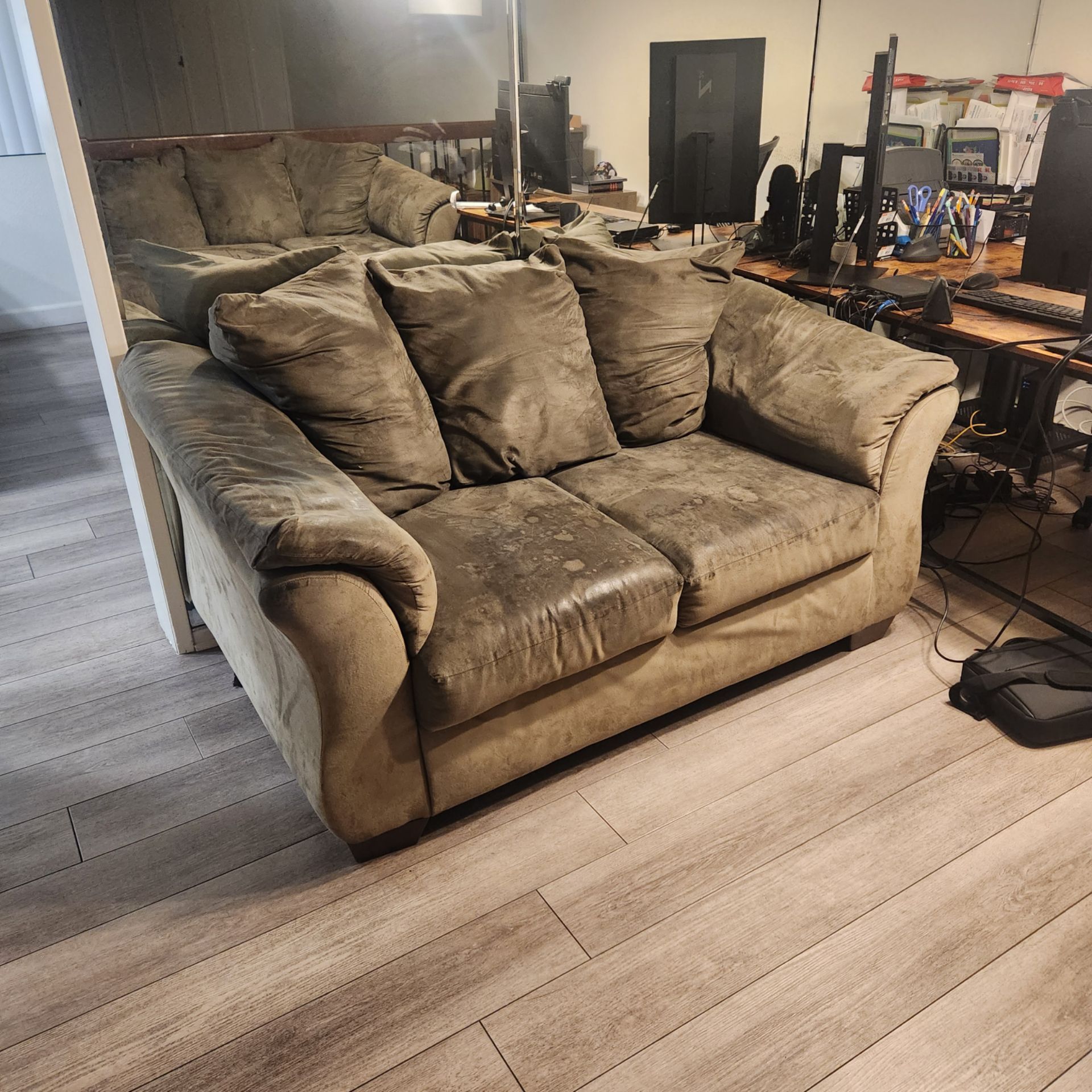 Olive Green Microfiber Loveseat