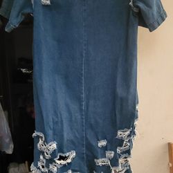 Distressed Torn Denim Dress