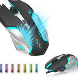 Gaming Mouse with Side Buttons,USB Wired Computer Game Mouse with 6 Buttons 7 Changeable LED Color, 4 Adjustable Levels DPI,7 Colorful LED Lights for